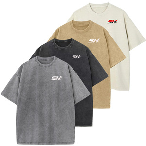 Oversized Acid Wash T-shirt Custom Printing Logo 100% Cotton Heavy <b>Weight</b> 200 Gsm Soft Cotton Cheap Men Acid Wash T-shirt - Product Image 1