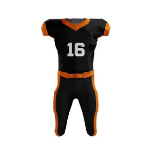 Customizable American Football Uniform Men's Sublimated Jersey Pants Moisture Wicking Fitted Set <b>Orange</b> Sleeveless - Product Image 3