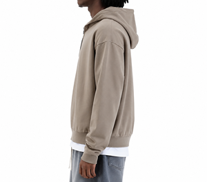Sweat-shirt à capuche oversize pour homme, couleur unie, décontracté, en coton French Terry, à fermeture éclair quart de tour, pour l'automne - Product Image 3