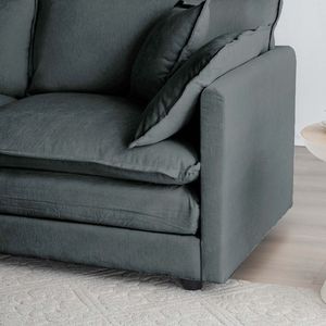 Poltrona da Lettura Comoda in Tessuto Ciniglia Grigio, Divano Singolo Profondo con 1 Cuscino Decorativo per Soggiorno - Product Image 5