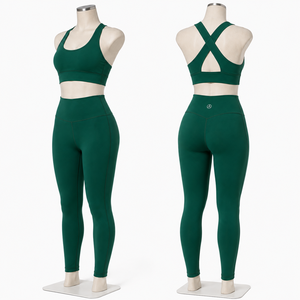 Conjunto Deportivo para Mujer, Sujetador Deportivo Cruzado y Leggings de Cintura Alta, Conjunto de Yoga, Ropa Deportiva para Gimnasio y Entrenamiento - Product Image 6
