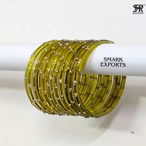 Elegant Kashmiri Glass <b>Bangles</b> Set Gold Stone Studded Indian Traditional Chudi Bridal Jewelry Stylish Women Ethnic <b>Bracelet</b> - Product Image 1