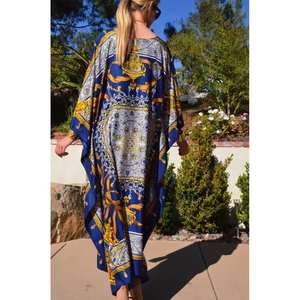 Robe kaftan en soie florale légère pour femmes, élégante, parfaite pour couvrir les maillots de bain, par Ethnic Craft Hub India - Product Image 2