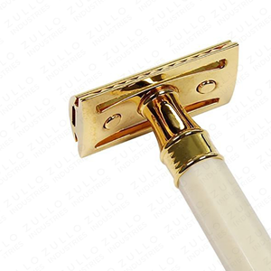 Navaja de Afeitar Recta Personalizada OEM, Acero Inoxidable, Mango Blanco Dorado, Herramienta Profesional de Barbería - Product Image 5