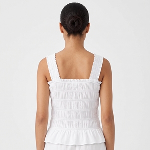 Blusa Casual de Verano para Mujer, Mini Top Floral de Algodón con Hombros Fruncidos, Elástica, OEM ODM, Venta al por Mayor de Fábrica, Logotipo Personalizado |   MOQ bajo - Product Image 3