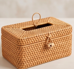 Premium Rattan <b>Napkin</b> <b>Holder</b> With Vintage Design For Dining Room Kitchen Modern Table Decoration And Bathroom Use - Product Image 1