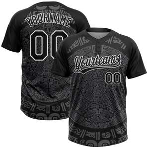 Maillot de baseball personnalisé à imprimé aztèque, col en V, manches courtes, imprimé par transfert thermique, nom et numéro personnalisés, unisexe, adulte, anti-humidité - Product Image 4