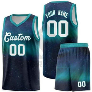 Conjunto de Uniforme de Baloncesto Personalizado, Sublimado, Degradado, Malla, Cuello en V, Sin Mangas, 100% Poliéster, Transpirable, Unisex, Adulto, Todas las Temporadas - Product Image 1