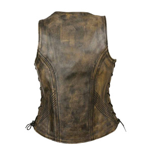Streetwear Riding Wear Women Leather Vest Genuine Leather Zipper Sleeveless Jacket Ladies Classic <b>Biker</b> Motorcycle <b>Waistcoat</b> - Product Image 6