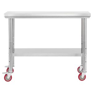 24 X 35.4 Inches Stainless Steel <b>Table</b> with Wheels Commercial <b>Kitchen</b> <b>Prep</b> Workstat Adjustable Undershelf for Food Preparation - Product Image 2