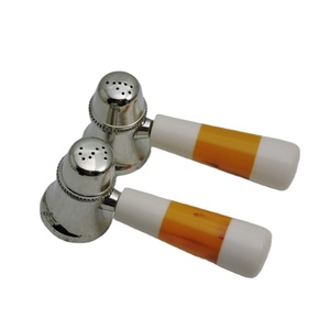 Mango de resina pulida y latón de alta calidad, conjunto de sal y pimienta hechos a mano, plateado, precio barato - Product Image 1