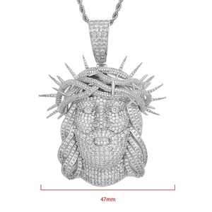 Collier pendentif visage de Jésus en diamant de laboratoire, argent 925, léger, diamant certifié, couronne d'épines, bijoux de luxe pour homme - Product Image 5