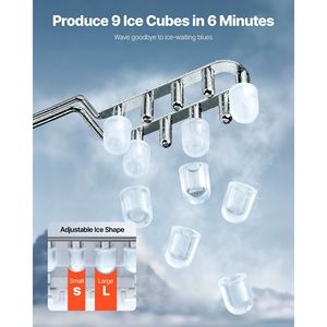 Macchina per il Ghiaccio da Banco Portatile con Funzione di Autopulizia, 9 Cubetti Pronti in 6 Minuti, 26 Libbre in 24 Ore, Include Paletta e Cestello - Product Image 3