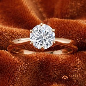Cut Moissanite Solitaire Ring Rose Gold Plated Prong Setting Women's Engagement Wedding Anniversary Party Luxury Jewelry Gift - Product Image 4