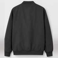 Blouson Bomber en Toile Coupe-Vent pour Homme Grande Taille Noir, Col Montant, Fermeture Éclair, Rembourrage Coton, Bordure en Fourrure de Cheval, Logo Personnalisé