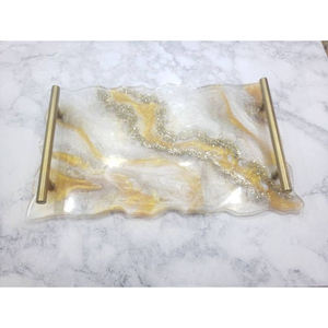 Elegant <b>Black</b> And Gold Epoxy Resin Tray Gold Foil Agate Edge Serving Platter Wholesale Decorative <b>Plate</b> For Hotel Wedding Home - Product Image 4