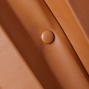 High Quality Women's Genuine Leather Asymmetric <b>Maxi</b> Trench <b>Coat</b> Shirt Collar Button Front Autumn Style Women's Long Trench <b>Coat</b> - Product Image 4