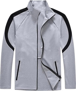 Men's Gray Lightweight 100% Polyester Streetwear Full <b>Zip</b> <b>Jacket</b> & Matching Pants Sportswear Set - Product Image 3