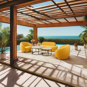 Conjunto de Sofás Modernos Ecológicos e Impermeables para Sala de Estar y Exteriores en Color Amarillo Intenso - Product Image 5