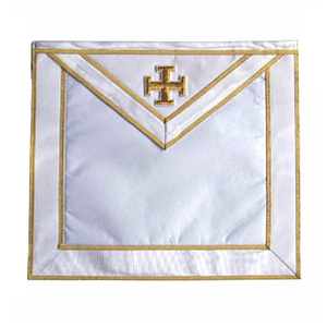 Tablier de Maçonnerie du Rite Écossais du 31e Degré Personnalisé, en Satin Blanc avec Emblème Croix Dorée, Accessoires Cérémoniels pour Loge Maçonnique - Product Image 1