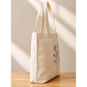 Eco Friendly Botanical Line <b>Art</b> Cotton <b>Canvas</b> Tote Bag Cream <b>Large</b> Capacity Floral Sketch Women Shoulder Handbag Reusable Carry - Product Image 4