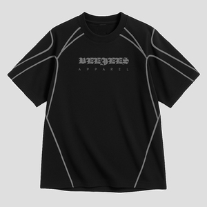 <b>Mens</b> Apparel Black Short Sleeve T-<b>Shirt</b> <b>Red</b> Stitching Sporty Design Quick Dry Jersey Fabric O-Neck Regular Fit - Product Image 2