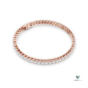 8.40 CT Rose <b>Gold</b> Marquise Lab Grown Diamond Bracelet in 14K <b>Solid</b> <b>Gold</b>, 7 Inch Statement Tennis Bracelet - Product Image 3