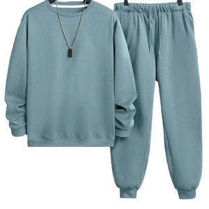 New Fashion Men Tracksuit Crew Neck Sweatshirt With Drawstring Pants Full Length Wholesale Price Men Tracksuit Loose Fit - Product Image 1