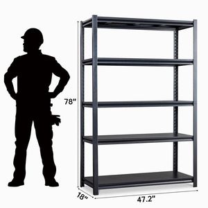 Scaffalature da Garage Regolabili in Altezza 78 Pollici, 5 Ripiani, Capacità 2200 Libbre, Organizzatore Metallico per Stoccaggio, Scaffali Utilitari Larghi per Magazzino - Product Image 3