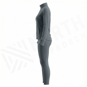 Women's Gray Full-Zip Tracksuit Long Sleeve Jacket and Leggings Set - Product Image 3