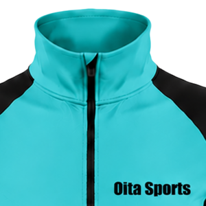 <b>Women</b> <b>Quarter</b> <b>Zip</b> Athletic Top Turquoise Long Sleeve Fitted Sports Training Shirt High Collar Thumbhole Performance Activewear - Product Image 6