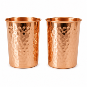 Hand Hammered Pure Copper Tumbler Tapered <b>V</b>-Shape Copper Water Glass Cup with Pedestal Base Ayurvedic Drinkware for Restaurant - Product Image 4