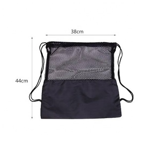 Zexel ZS-004 Black Mesh <b>Drawstring</b> <b>Backpack</b> Polyester Light Large Capacity Reusable Softback for Travel Outdoor Sports - Product Image 2