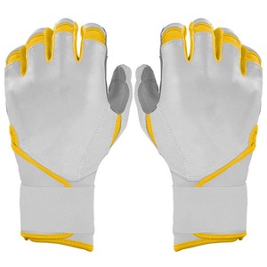 Guantes de Bateo Blancos y Amarillos Acolchados con Cierre de Tirón Unisex para Adultos, Entrenamiento, Ambidiestros - Product Image 1