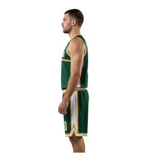 Uniforme de Baloncesto para Hombre, Conjunto de Camiseta y Pantalones Cortos sin Mangas, Cuello con Ribete en Contraste, Nombre y Número Impresos, Kit para Partido de Baloncesto para Adultos, 100% - Product Image 1