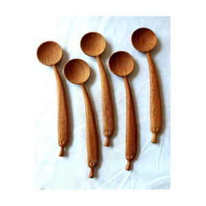 Ensemble de cuillères en bois sculptées à la main, design minimaliste, ustensiles de cuisine réutilisables, cuillère à mélanger en bois naturel, polie à la main - Product Image 5
