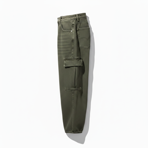 Pantalones Cargo de Lona Verde Oliva de Cintura Alta para Hombre, de Alta Calidad, con Múltiples Bolsillos, Estilo Workwear, Transpirables, de Peso Medio y Corte Recto - Product Image 5