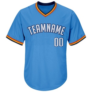 Camiseta de Béisbol Azul Claro para Hombre, Cuello en V, Transpirable, Todos los Colores, Nuevo Diseño, Alta Calidad, Camiseta de Béisbol Lisa - Product Image 3