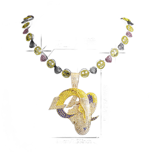 Colgante de elefante de lujo estilo hip hop con incrustaciones de cristales y diamantes de imitación, chapado en plata, joyería unisex estilo hip hop con diseño de animal, en venta. - Product Image 3