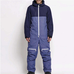 Combinaison de ski une pièce pour homme, bleu marine, avec blocs de couleur, imperméable, isolée, à capuche, pour snowboard - Product Image 2