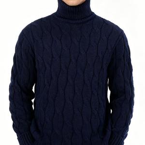 2026 Men's Slim-Fit Knitted <b>Sweater</b> Fashionable Thickened <b>Turtleneck</b> Twist Design Shrink-Resistant Wrinkle-Resistant Autumn OEM - Product Image 4