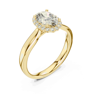 <b>Dainty</b> Oval Lab Grown Diamond <b>Ring</b> With Petite Round Halo And 0.61 CTW Total Diamonds For Engagement Wedding And Gift Giving - Product Image 2