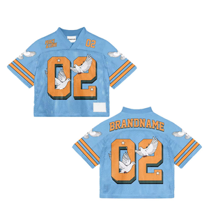 เสื้อฟุตบอลแบบสวมคอวีทรงโอเวอร์ไซส์ ระบายอากาศได้ดี ผลิตจากโพลีเอสเตอร์ 100% หนัก 240 กรัม  แบบซับลิเมชั่นย้อนยุค สำหรับกีฬาอเมริกันฟุตบอล - Product Image 6