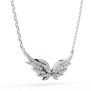 Collar con Colgante de Alas de Diamantes en Plata 925 con Baño de Rodio para Mujer, Corte Brillante Redondo, Cadena de Lujo, Joyería para Boda - Product Image 2