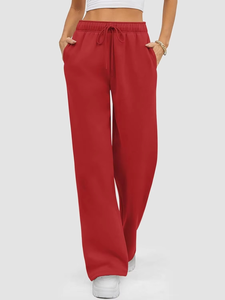 2026 Fashion Women Wide Leg Sweatpants Mid Waist Loose Fit Elastic Waist Joggers Soft Casual Lounge Pants Breathable Quick Dry - Product Image 2
