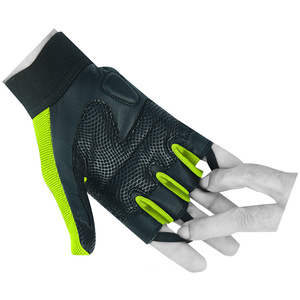 High Performance Wheelchair User Half Finger Cycling Gloves Green Sheep Grain Leather Gym & Sports Use Custom Logo - Product Image 3