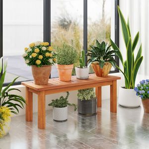 Support de plantes en bois massif pour intérieur/extérieur, meuble de patio, porte-pot de fleurs, étagère de présentation, présentoir élégant en bois pour intérieur/extérieur - Product Image 2