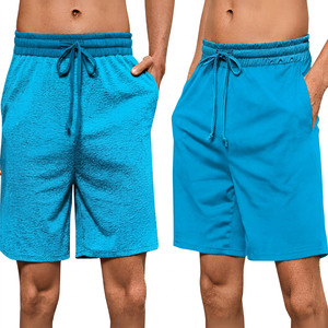 Shorts Bermuda pour hommes, couleur unie, séchage rapide, avec cordon de serrage, poches, vêtements de sport décontractés, options gris et noir - Product Image 5