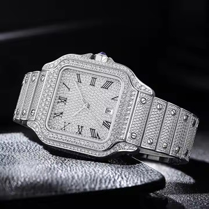 Montre de luxe Platinum Luxe Nexus pour homme, sertie de moissanite et de quartz, style diamant, design audacieux et sensation lourde au poignet - Product Image 6