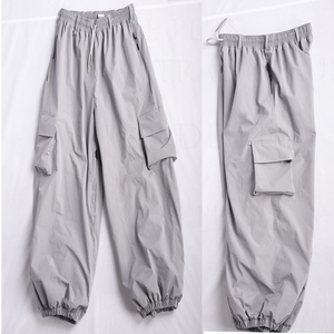 Pantalones Cargo Grises Unisex con Cintura Ajustable con Cordón, Puños Elásticos, Transpirables, de Poliéster, Estilo Urbano, de Pierna Ancha para Adultos - Product Image 3